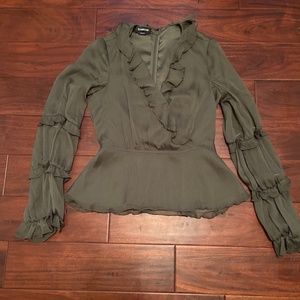 Bebe Peplum Long Sleeve Top; Never worn